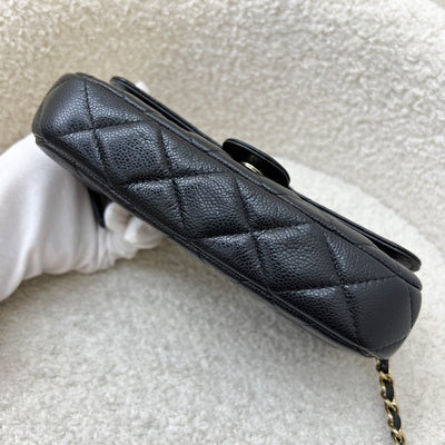 Chanel Phone Holder / Wallet On Chain WOC in Black Caviar and LGHW (Model: AP2096)