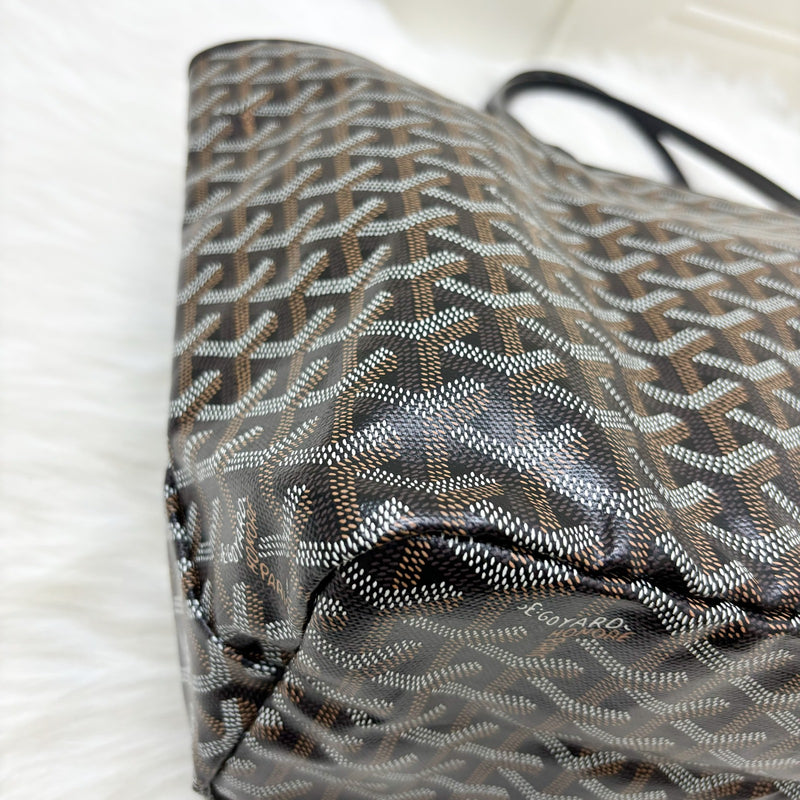 Goyard Saint Louis PM Tote in Black Signature Goyardine Canvas