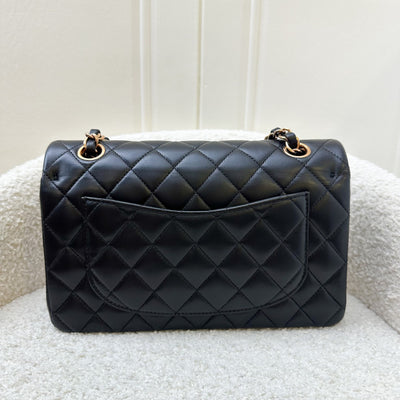 Chanel Small Classic Flap CF in Black Lambskin and Rose Gold HW