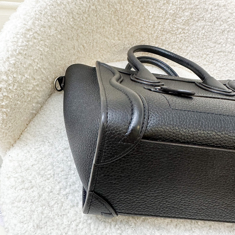 Celine Nano Luggage in Black Grained Leather and SHW