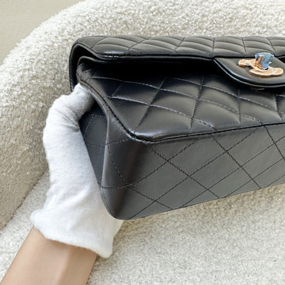 Chanel Small Classic Flap CF in Black Lambskin and Rose Gold HW