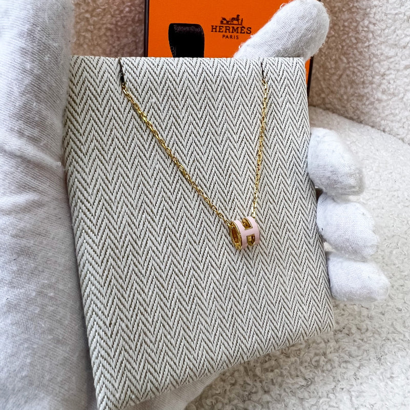Hermes Mini Pop H Pendant in Rose Dragee and GHW