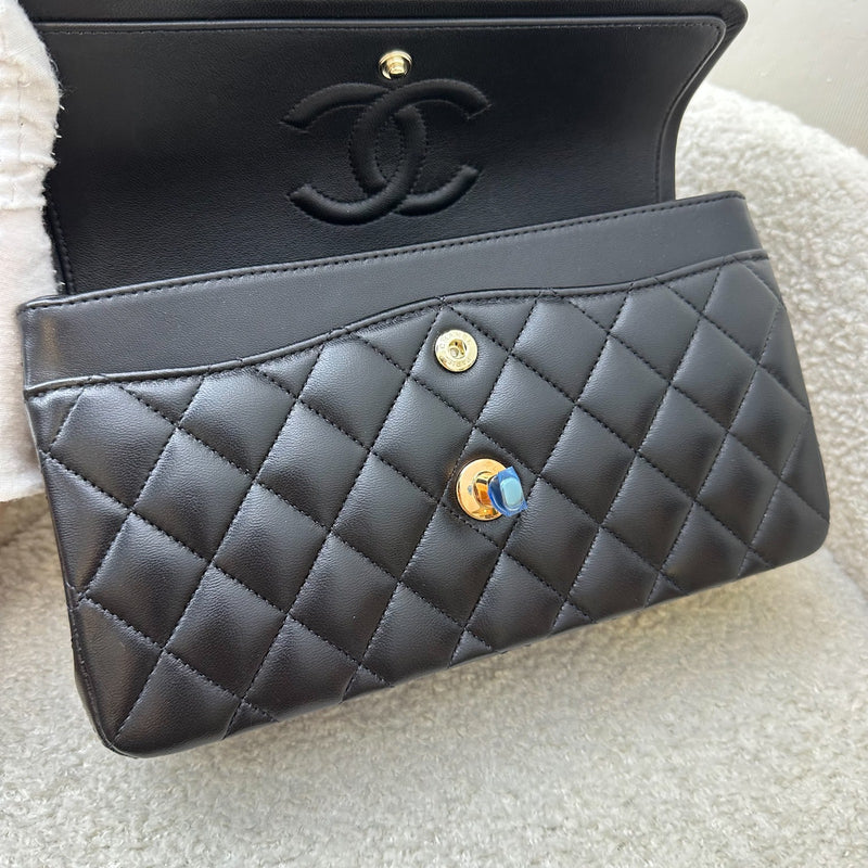 Chanel Small Classic Flap CF in Black Lambskin and Rose Gold HW