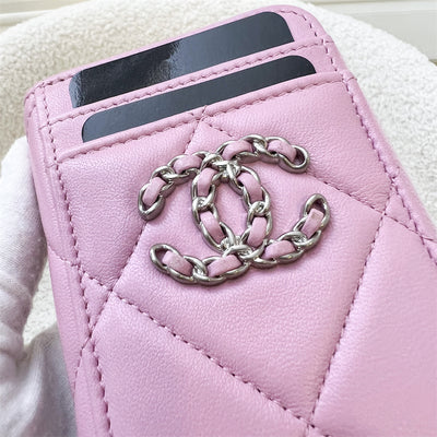 Chanel 19 Zippy Card Holder in Pink Lambskin and LGHW