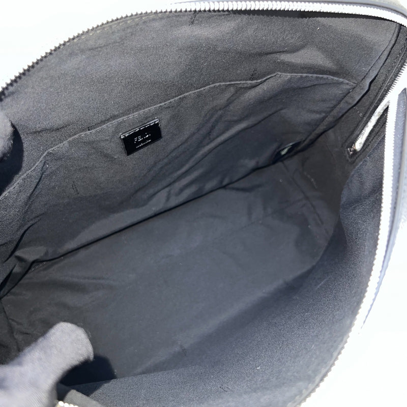 Fendi Lui Large Shoulder Bag in Black Grained Leather and SHW