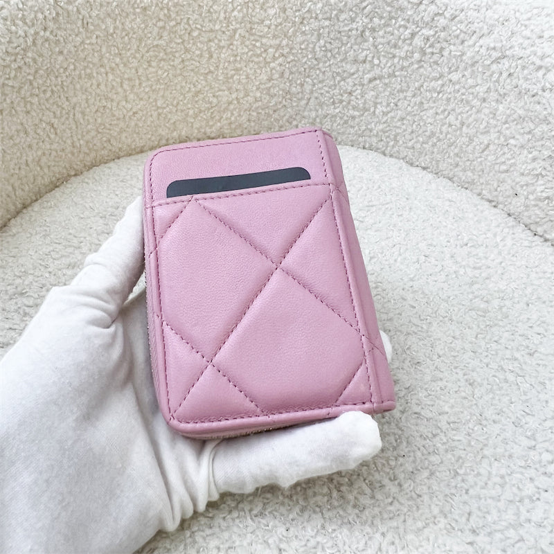 Chanel 19 Zippy Card Holder in Pink Lambskin and LGHW