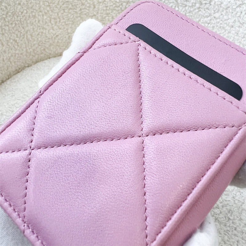 Chanel 19 Zippy Card Holder in Pink Lambskin and LGHW