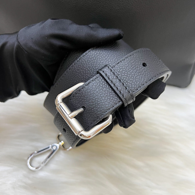 Fendi Lui Large Shoulder Bag in Black Grained Leather and SHW