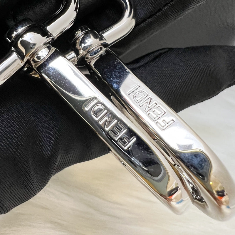 Fendi Lui Large Shoulder Bag in Black Grained Leather and SHW