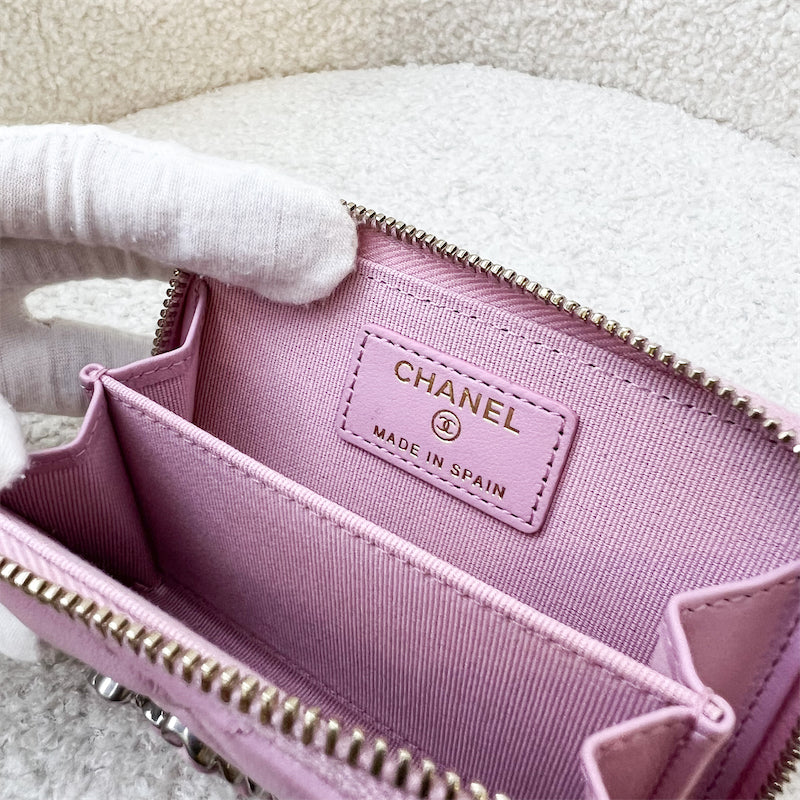 Chanel 19 Zippy Card Holder in Pink Lambskin and LGHW