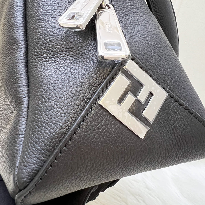 Fendi Lui Large Shoulder Bag in Black Grained Leather and SHW