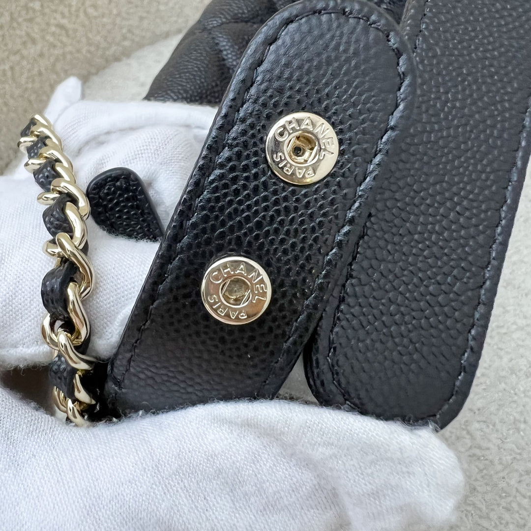 Chanel 25C Quilted Hobo Clutch on Chain in Black Caviar and