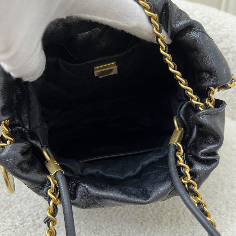 Chanel 22 Mini Hobo with Pearls in Black Distressed Calfskin and AGHW