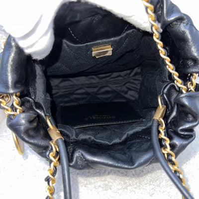 Chanel 22 Mini Hobo with Pearls in Black Distressed Calfskin and AGHW