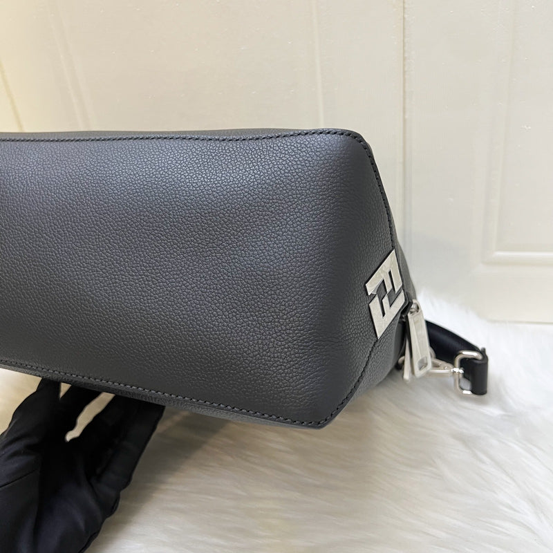 Fendi Lui Large Shoulder Bag in Black Grained Leather and SHW