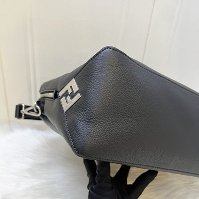 Fendi Lui Large Shoulder Bag in Black Grained Leather and SHW