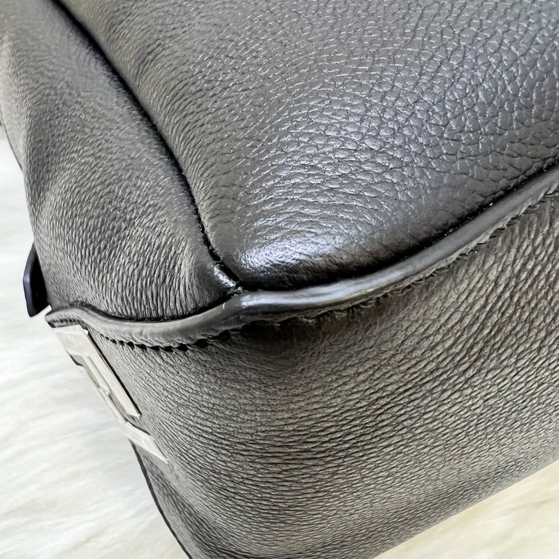 Fendi Lui Large Shoulder Bag in Black Grained Leather and SHW