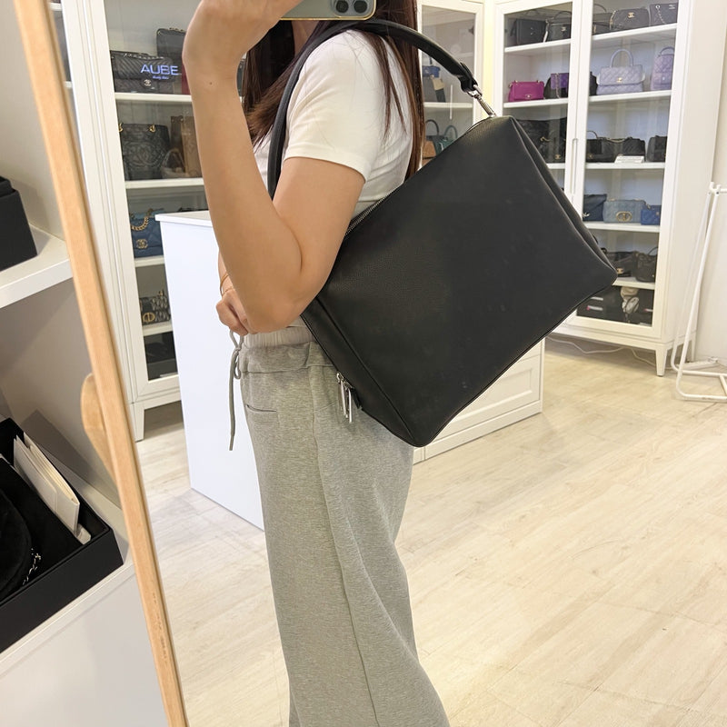 Fendi Lui Large Shoulder Bag in Black Grained Leather and SHW