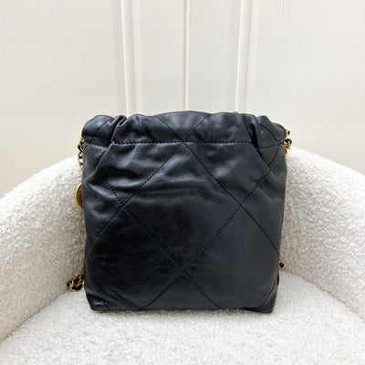 Chanel 22 Mini Hobo with Pearls in Black Distressed Calfskin and AGHW