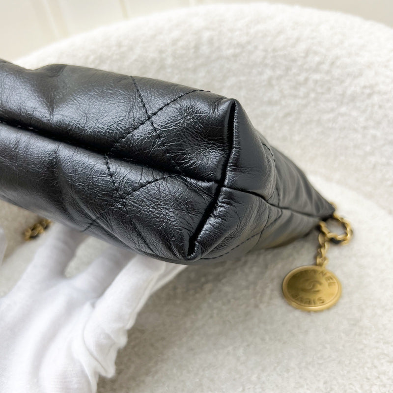 Chanel 22 Mini Hobo with Pearls in Black Distressed Calfskin and AGHW