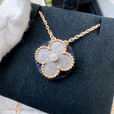 Van Cleef & Arpels VCA Holiday Pendant Necklace 2023 with Obsidian and Diamond in 18K Rose Gold