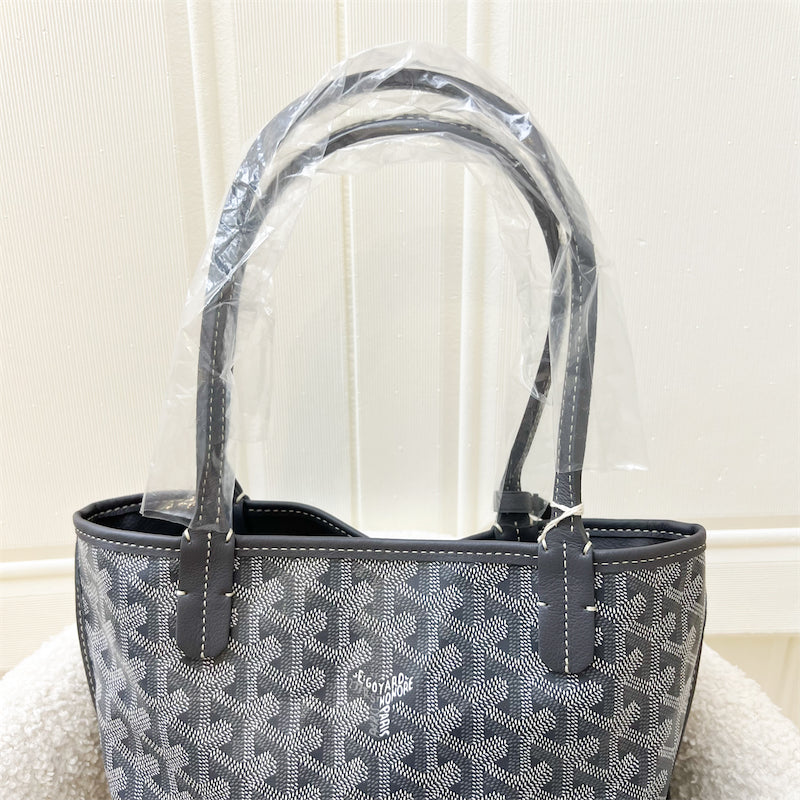 Goyard Mini Anjou Tote Bag in Gris Grey Canvas and Leather