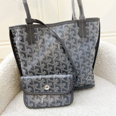 Goyard Mini Anjou Tote Bag in Gris Grey Canvas and Leather