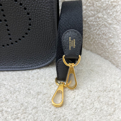 Hermes Mini Evelyne TPM in Noir Black Clemence Leather, Black Strap and GHW