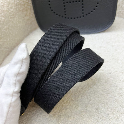 Hermes Mini Evelyne TPM in Noir Black Clemence Leather, Black Strap and GHW