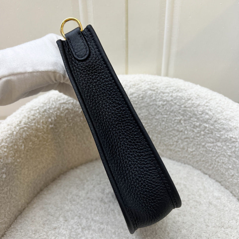 Hermes Mini Evelyne TPM in Noir Black Clemence Leather, Black Strap and GHW
