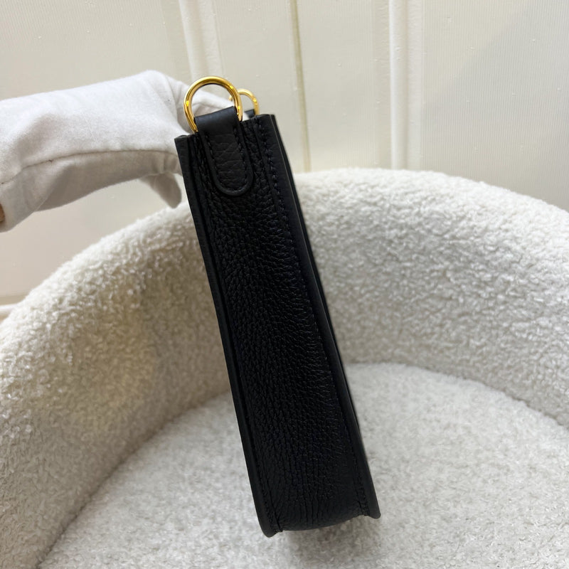 Hermes Mini Evelyne TPM in Noir Black Clemence Leather, Black Strap and GHW