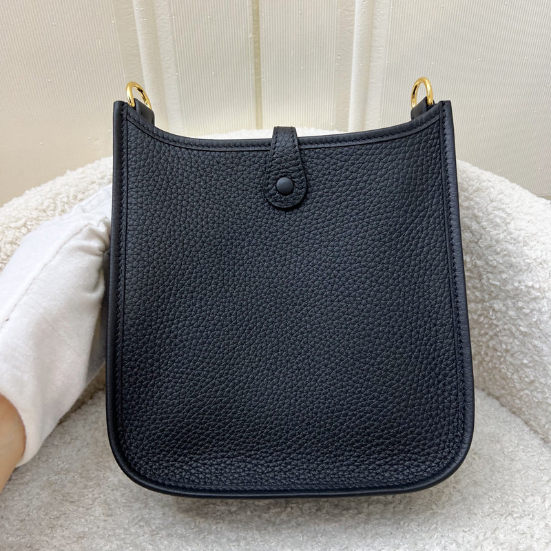 Hermes Mini Evelyne TPM in Noir Black Clemence Leather, Black Strap and GHW