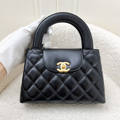 Chanel Mini / Small Kelly Bag in 24A Black Shiny Aged Calfskin and AGHW