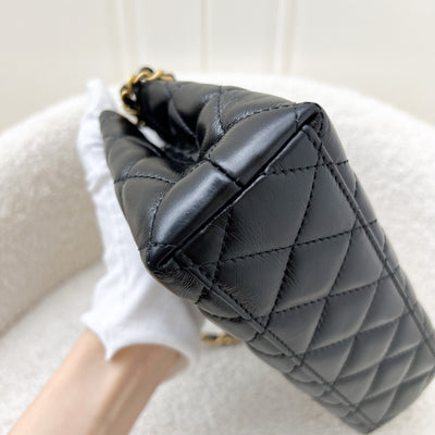 Chanel Mini / Small Kelly Bag in 24A Black Shiny Aged Calfskin and AGHW