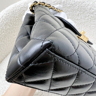 Chanel Mini / Small Kelly Bag in 24A Black Shiny Aged Calfskin and AGHW