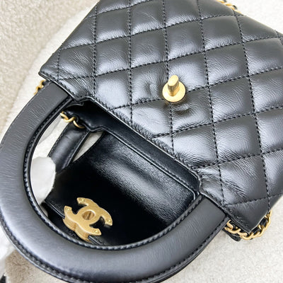 Chanel Mini / Small Kelly Bag in 24A Black Shiny Aged Calfskin and AGHW