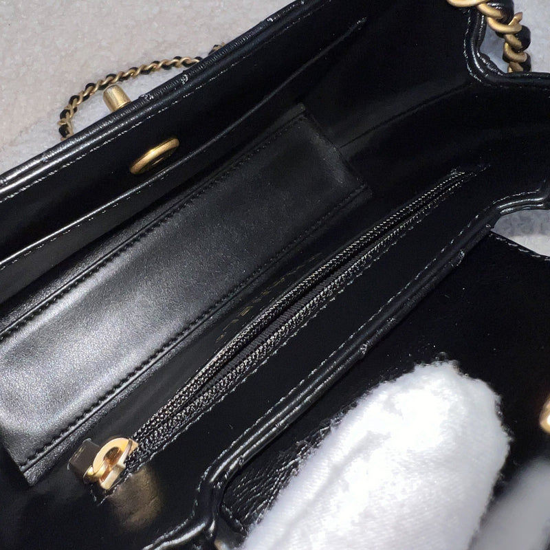 Chanel Mini / Small Kelly Bag in 24A Black Shiny Aged Calfskin and AGHW