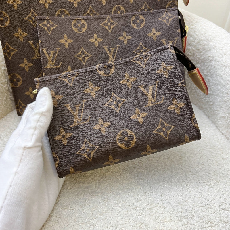 LV Trio Toilet Pouch in Monogram Canvas and Pink Interior and GHW (Model: M47195)