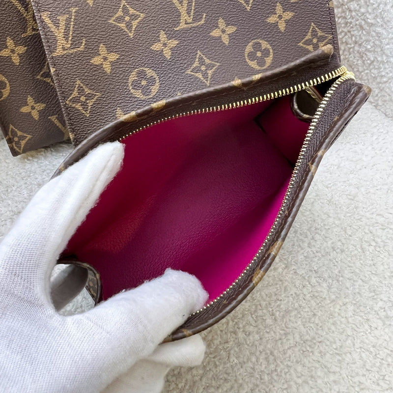 LV Trio Toilet Pouch in Monogram Canvas and Pink Interior and GHW (Model: M47195)