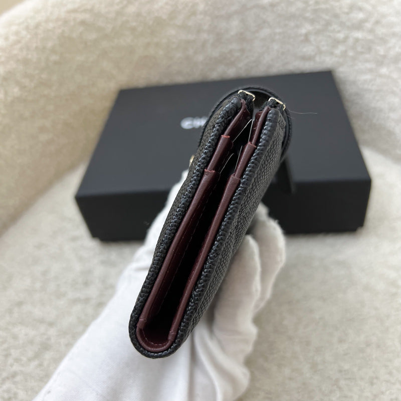 Chanel Classic Bifold Wallet in Black Caviar and LGHW