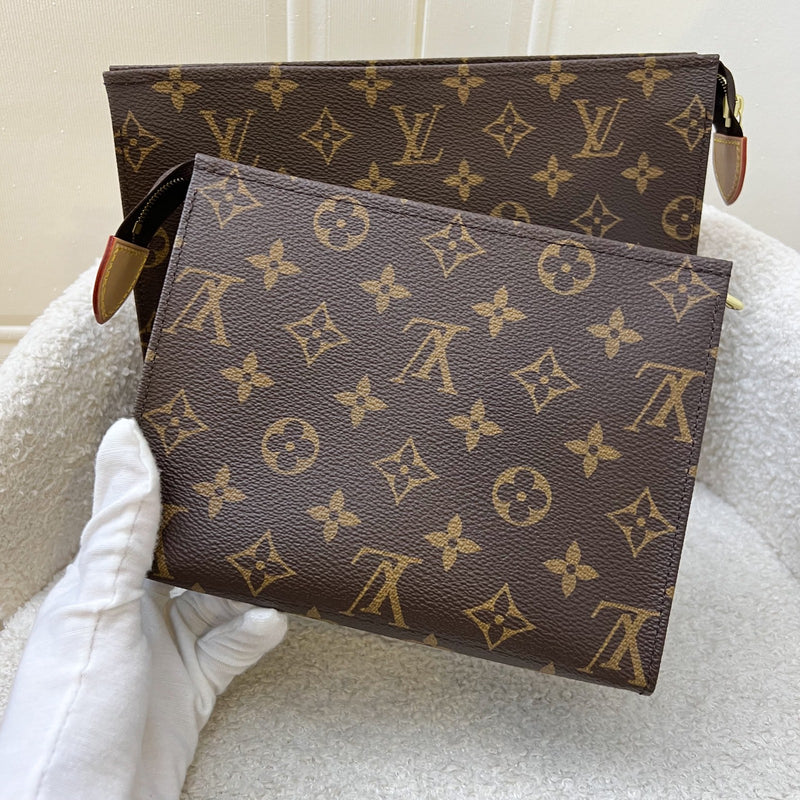 LV Trio Toilet Pouch in Monogram Canvas and Pink Interior and GHW (Model: M47195)