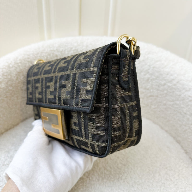 Fendi Baguette Mini with Strap in Jacquard FF Fabric and LGHW