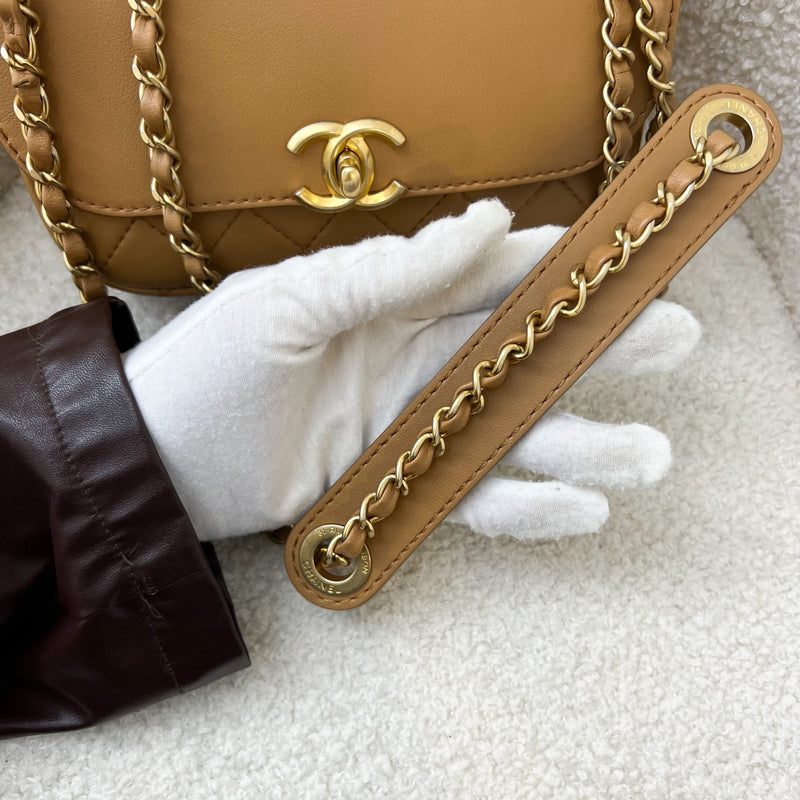 Chanel 19K Seasonal Flap Bag With Coin Purse in Dark Beige