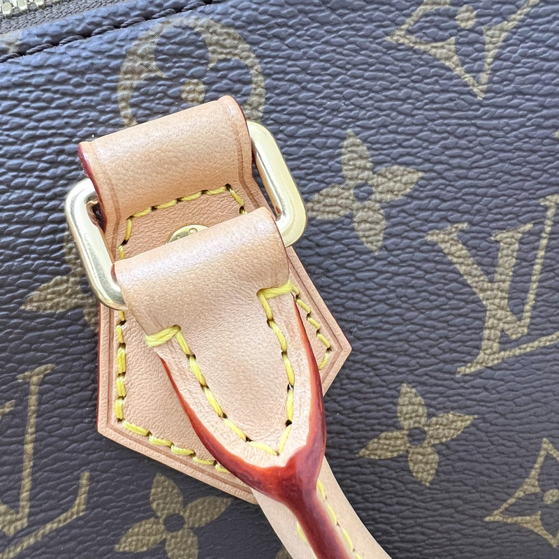 LV Speedy Bandouliere 20 in Monogram Canvas and Black Patterned Strap (Model: M46234)