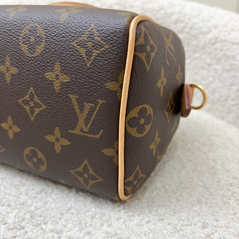 LV Speedy Bandouliere 20 in Monogram Canvas and Black Patterned Strap (Model: M46234)