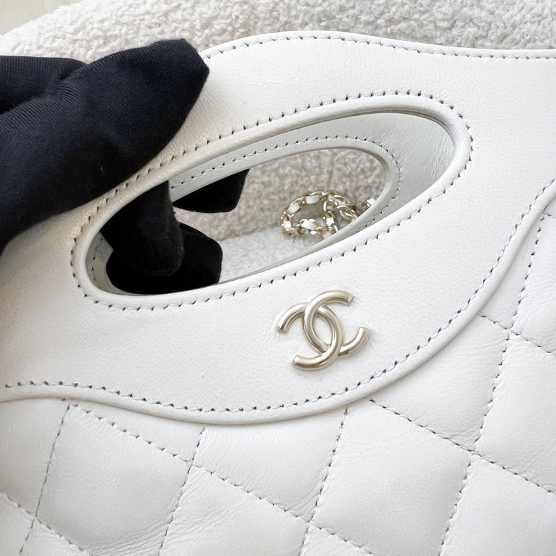 Chanel 31 Nano Shopping Bag in White Shiny Calfskin and LGHW (Model: AP3656)