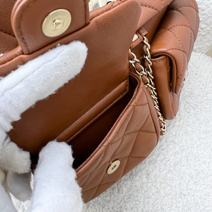 Chanel Medium Triple Backpack in 23A Cognac Brown Calfskin  display picture 1