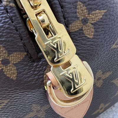 LV Speedy Bandouliere 20 in Monogram Canvas and Black Patterned Strap (Model: M46234)