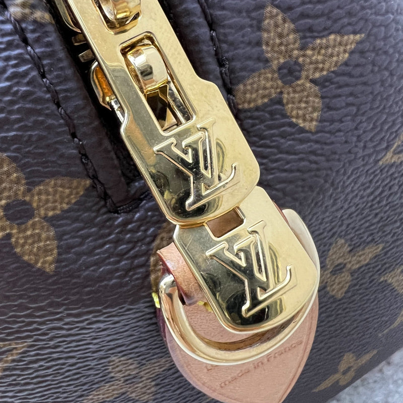 LV Speedy Bandouliere 20 in Monogram Canvas and Black Patterned Strap (Model: M46234)