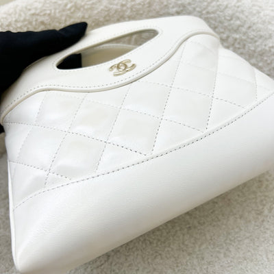 Chanel 31 Nano Shopping Bag in White Shiny Calfskin and LGHW (Model: AP3656)